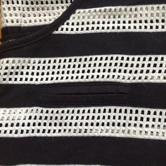 Converse Black and White Mesh Striped Tee Shirt - Picture 4 of 8